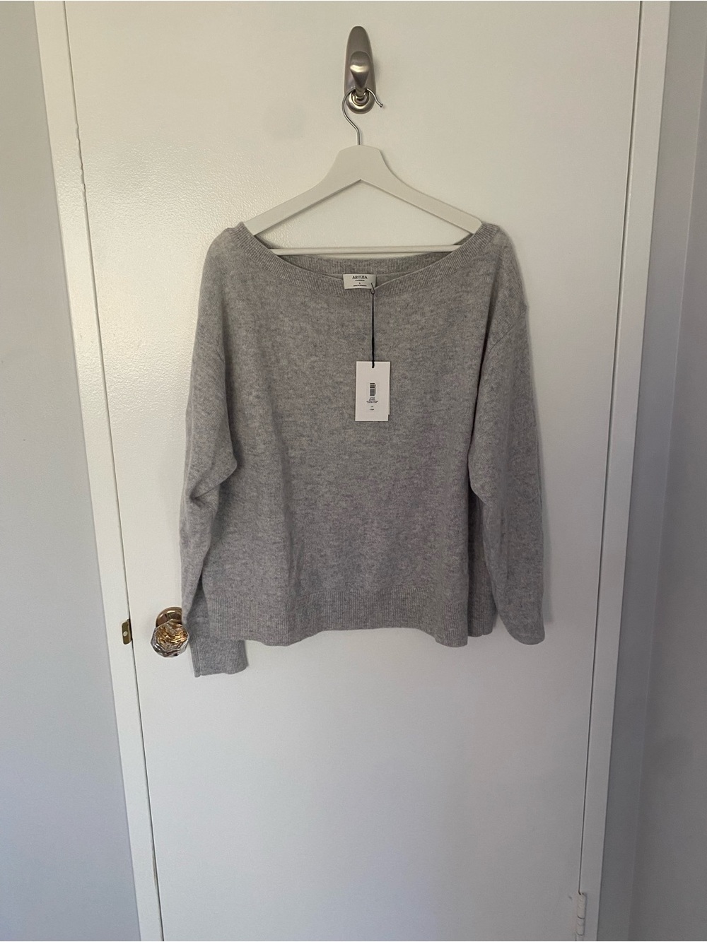 Aritzia Heather Gray Off-the-Shoulder Knit Sweater